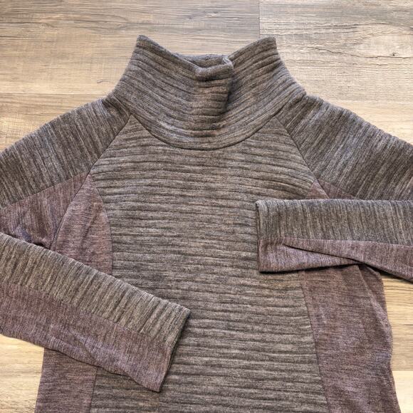 KUHL Verena Purple Gray Womens XS Funnel Neck Ribbed Wool Blend Athletic Sweater - Picture 1 of 10